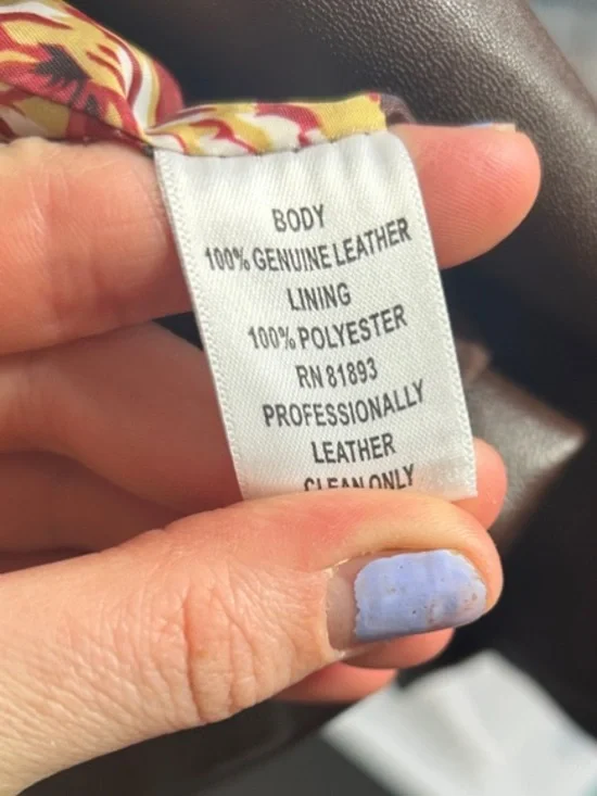 Genuine leather Collared Women's Brown Leather Button-Front Coat - Picture 4 of 4